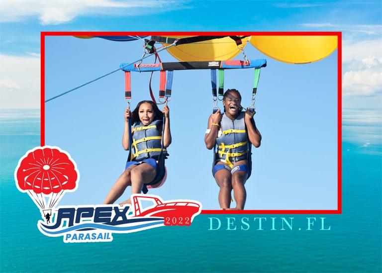 Sample souvenir photos, marketing photos, and ads for parasail and watersport operators