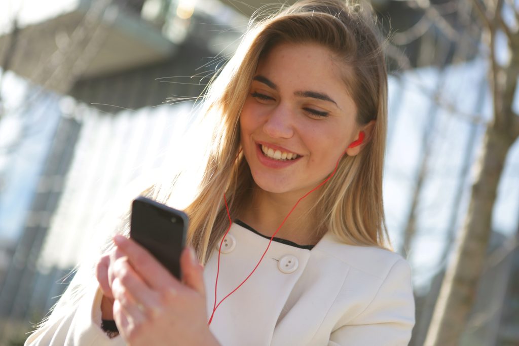 Woman getting a text message